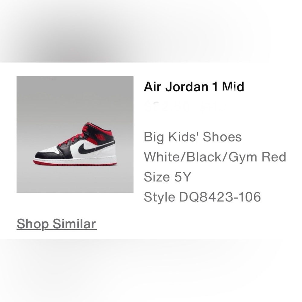 Nike Air Jordan Mid 1 Big Kids sz 5Y NIB